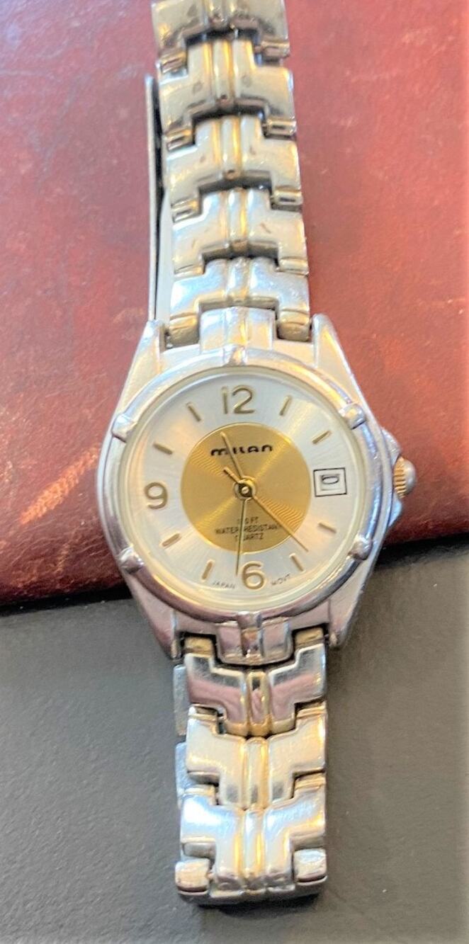 Women's 25mm Silver Tone Milan Watch, Date Window, Water Resistant